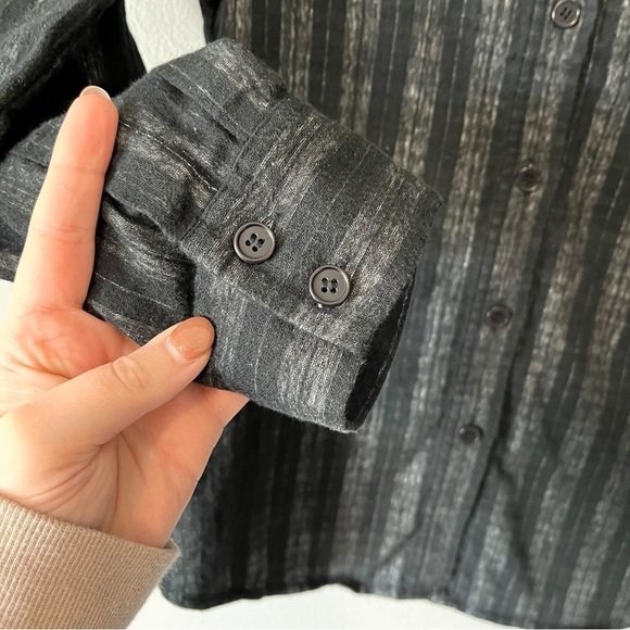 Theory Women’s Wool-Blend Black/White Plaid Button Front Catris Top Size Small - Picture 4 of 8